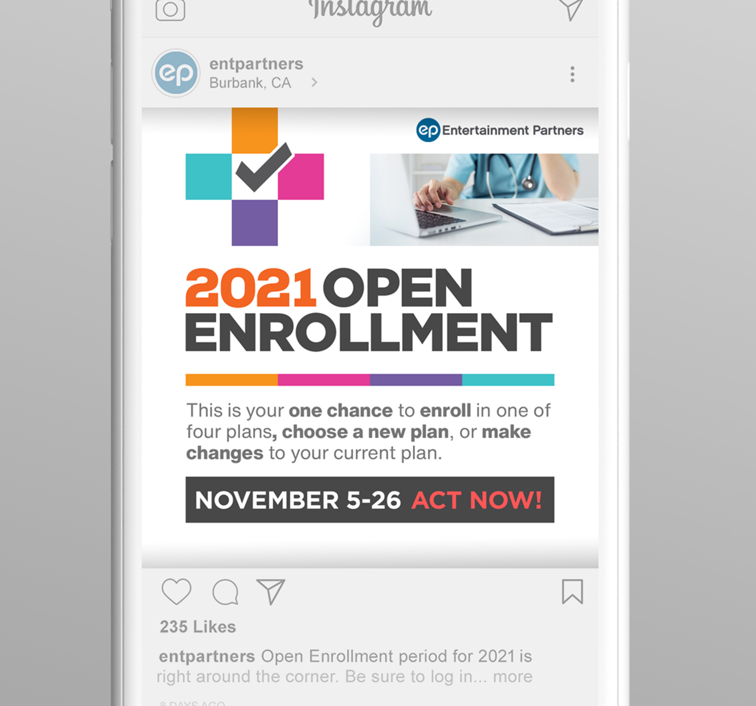 Open Enrollment Instagram post design